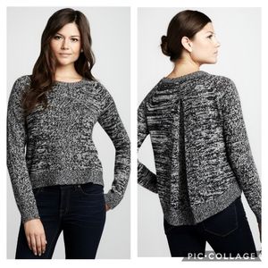 360 Cashmere Wool Marled Zebra Box Pleat Soft Sweater